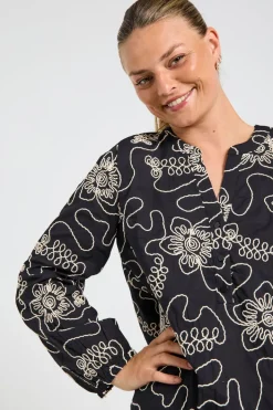 FREEQUENT FQBIMDI - BLUSE - SORT OG HVID