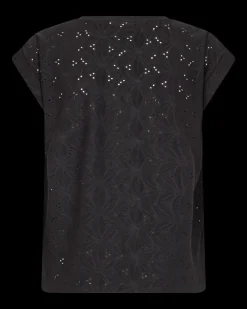 FREEQUENT FQBLOND - BLOMSTRET T-SHIRT - SORT