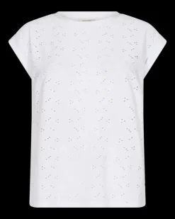 FREEQUENT FQBLOND - BLOMSTRET T-SHIRT - HVID