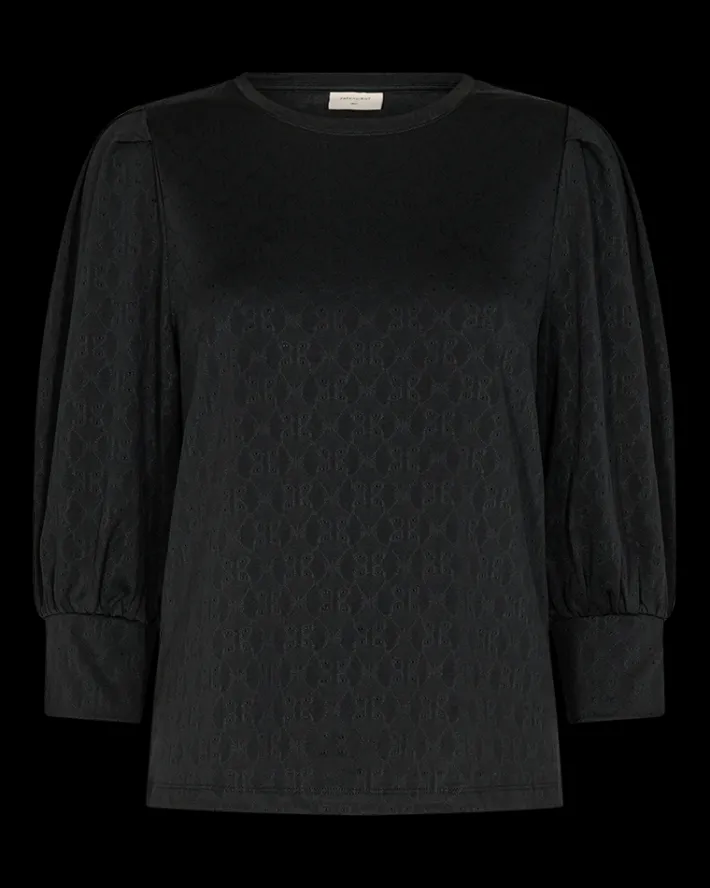 FREEQUENT FQBLOND - BLUSE MED BALLONÆRMER - SORT