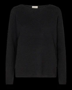FREEQUENT FQDODO - PULLOVER MED RIBKANTER - SORT