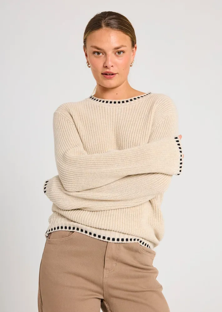 FREEQUENT FQELLIS - PULLOVER - SORT OG HVID