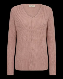 FREEQUENT FQELLIS - PULLOVER MED V-UDSKÆRING - ROSA