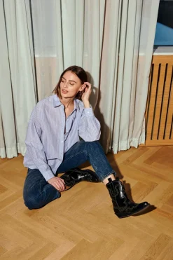 FREEQUENT FQFELINE - SKJORTE - BLÅ OG HVID