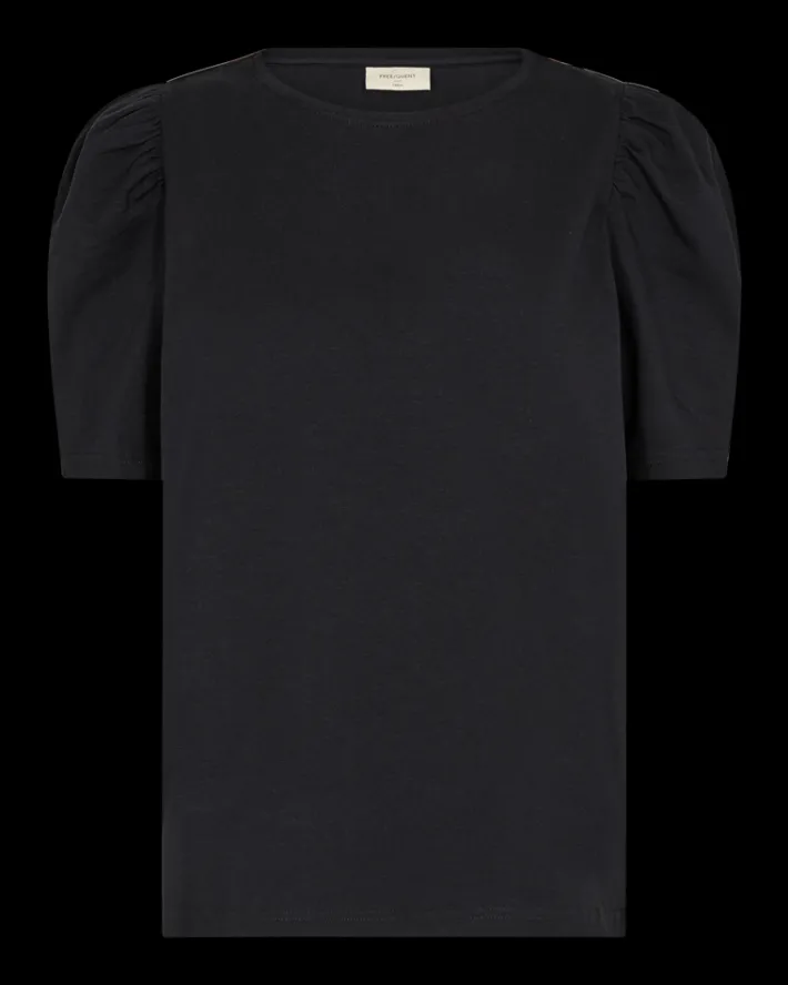 FREEQUENT FQFENJA - T-SHIRT MED PUFÆRMER - SORT