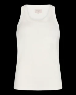 FREEQUENT FQHI - RIBSTRIKKET TOP - HVID