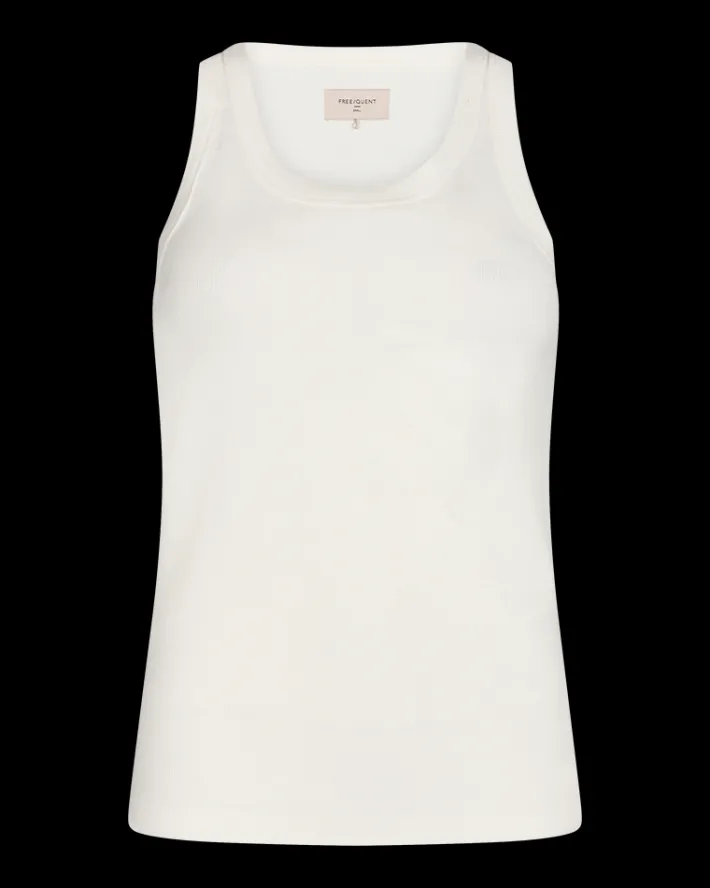 FREEQUENT FQHI - RIBSTRIKKET TOP - HVID