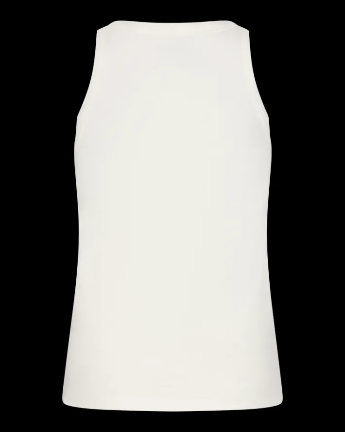 FREEQUENT FQHI - RIBSTRIKKET TOP - HVID