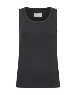 FREEQUENT FQHI - RIBSTRIKKET TOP - SORT