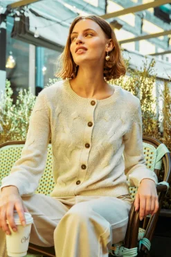 FREEQUENT FQJAZZ - STRIKKET CARDIGAN - BEIGE