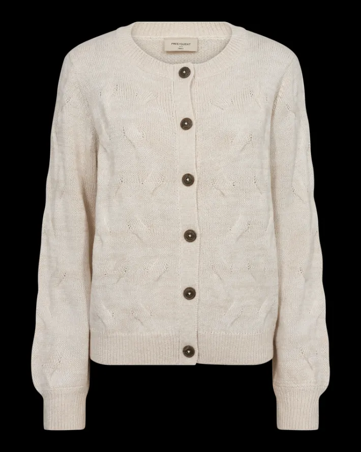 FREEQUENT FQJAZZ - STRIKKET CARDIGAN - BEIGE