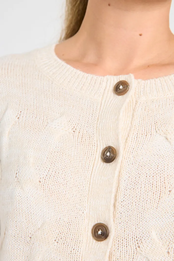 FREEQUENT FQJAZZ - STRIKKET CARDIGAN - BEIGE