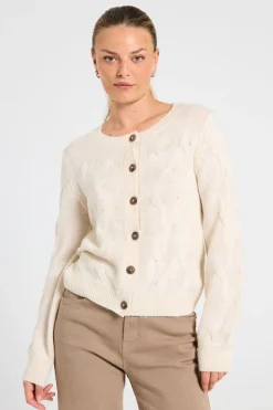 FREEQUENT FQJAZZ - STRIKKET CARDIGAN - BEIGE