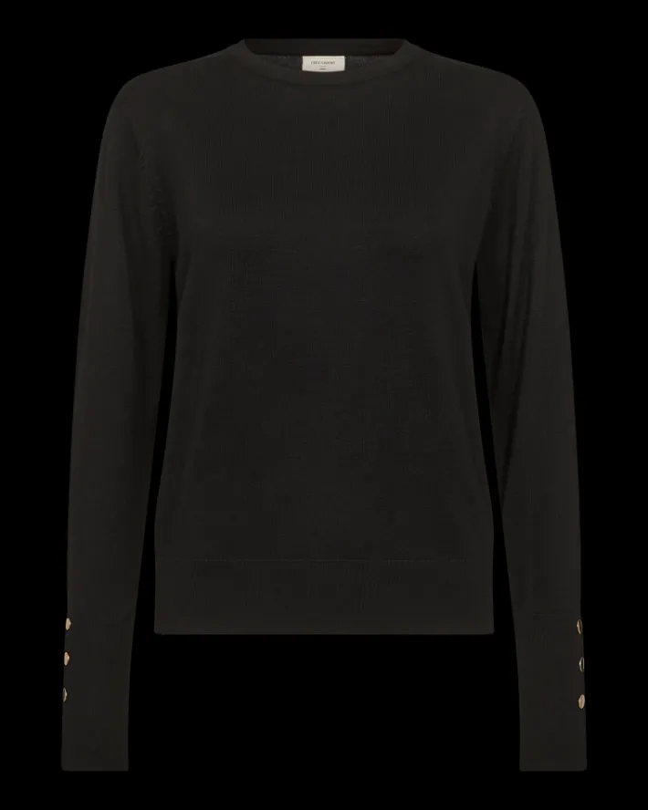 FREEQUENT FQKATIE - FINSTRIKKET PULLOVER - SORT