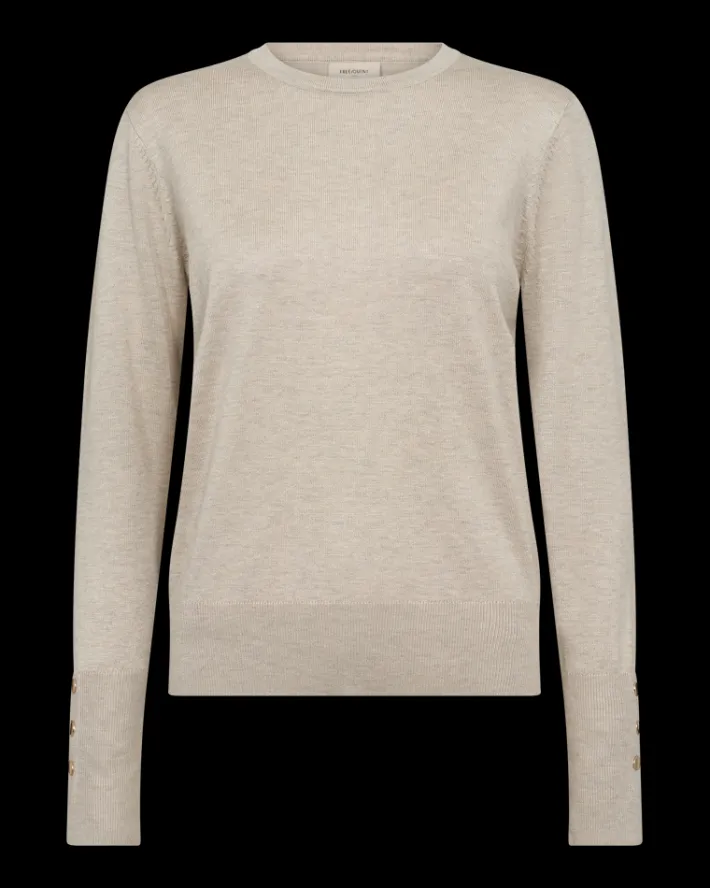 FREEQUENT FQKATIE - FINSTRIKKET PULLOVER - BEIGE