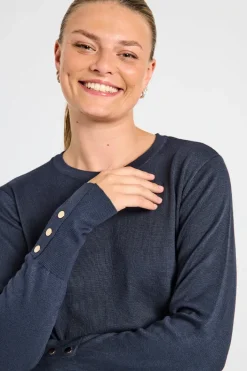 FREEQUENT FQKATIE - FINSTRIKKET PULLOVER - BLÅ