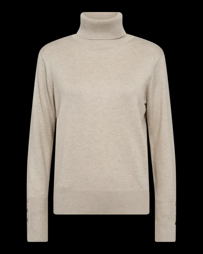 FREEQUENT FQKATIE - FINSTRIKKET RULLEKRAVE - BEIGE
