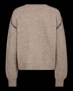 FREEQUENT FQKINLOCK - PULLOVER - SORT OG BEIGE