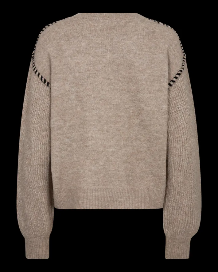 FREEQUENT FQKINLOCK - PULLOVER - SORT OG BEIGE