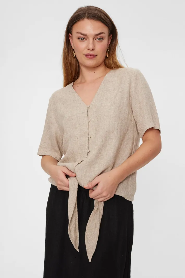 FREEQUENT FQLAVA - BLUSE I HØRBLANDING - BEIGE