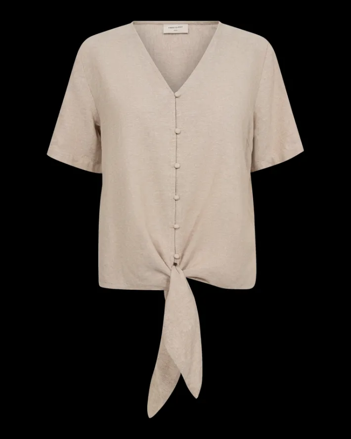 FREEQUENT FQLAVA - BLUSE I HØRBLANDING - BEIGE