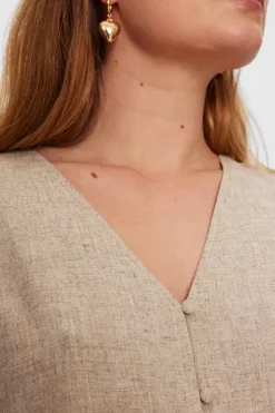 FREEQUENT FQLAVA - BLUSE I HØRBLANDING - BEIGE