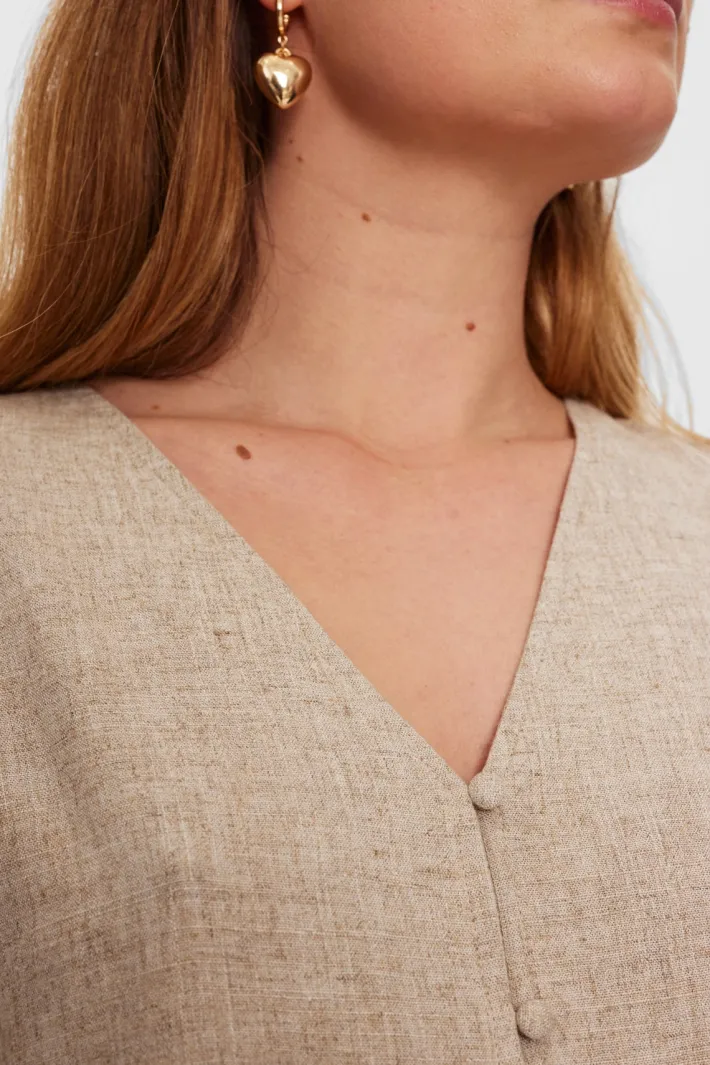 FREEQUENT FQLAVA - BLUSE I HØRBLANDING - BEIGE