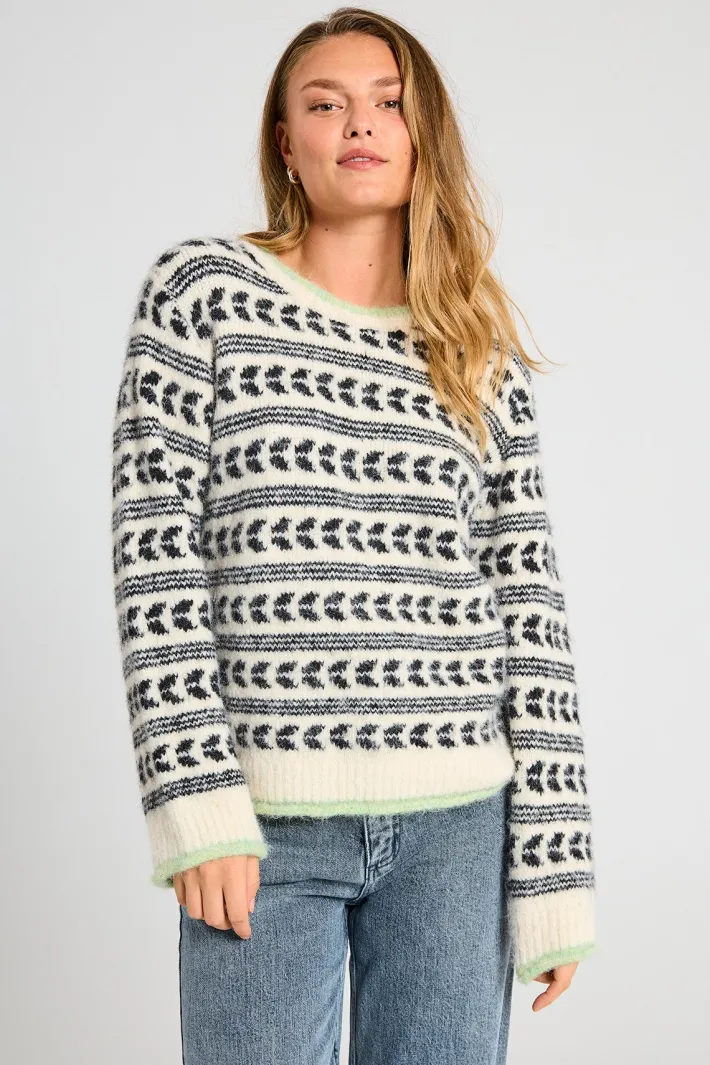 FREEQUENT FQLOUISA - PULLOVER - SORT OG HVID