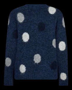FREEQUENT FQLOUISA - PULLOVER MED PRIKKET MØNSTER - GRÅ OG BLÅ
