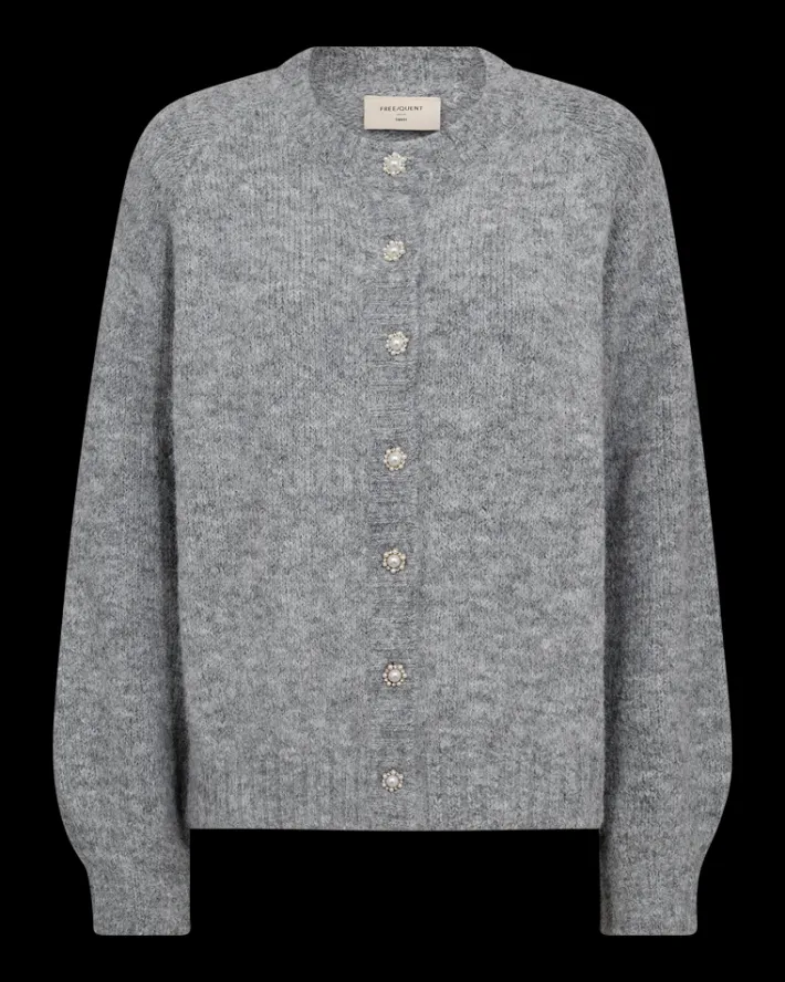 FREEQUENT FQLOUISA - STRIKKET CARDIGAN - GRÅ