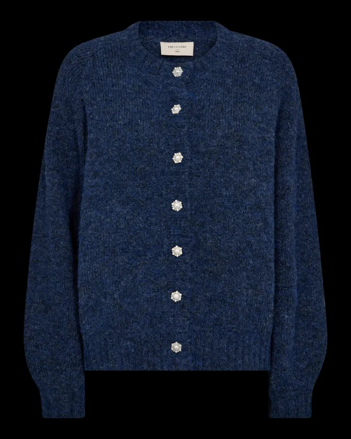 FREEQUENT FQLOUISA - STRIKKET CARDIGAN - BLÅ