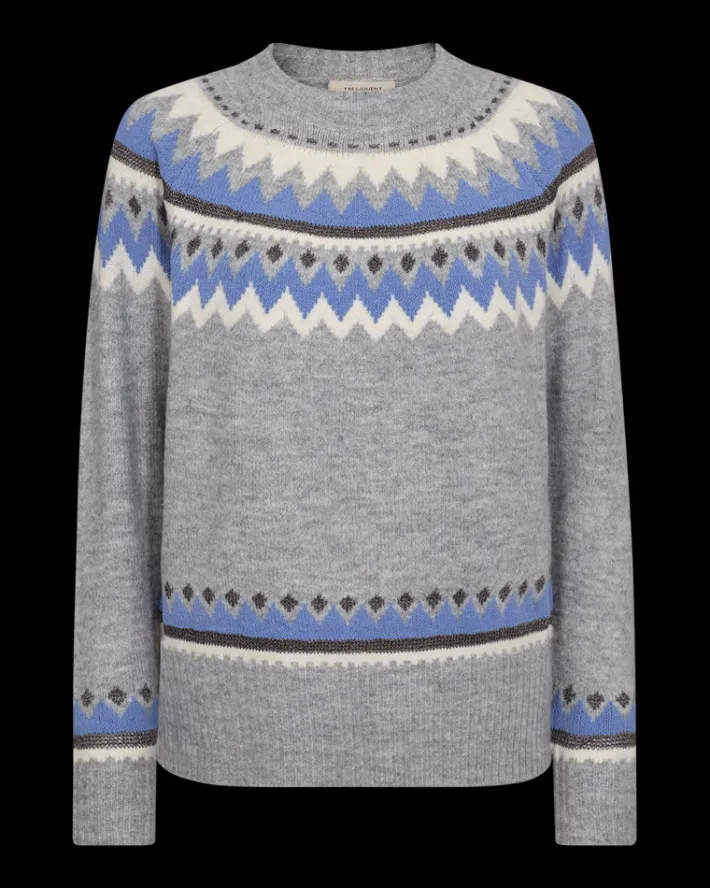FREEQUENT FQMAYFAIR - PULLOVER - GRÅ OG BLÅ