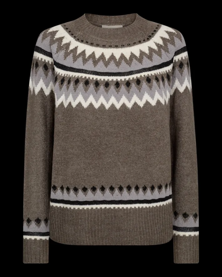 FREEQUENT FQMAYFAIR - PULLOVER - GRÅ OG BRUN