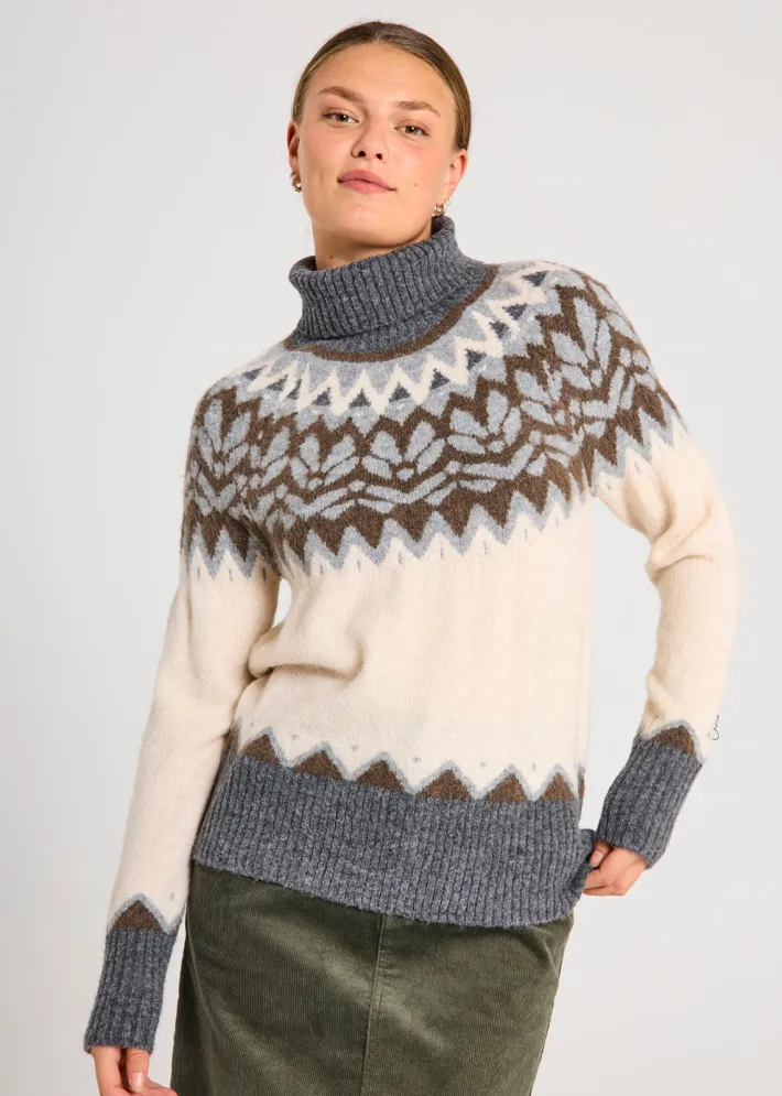 FREEQUENT FQMERLA - PULLOVER - GRÅ OG BEIGE