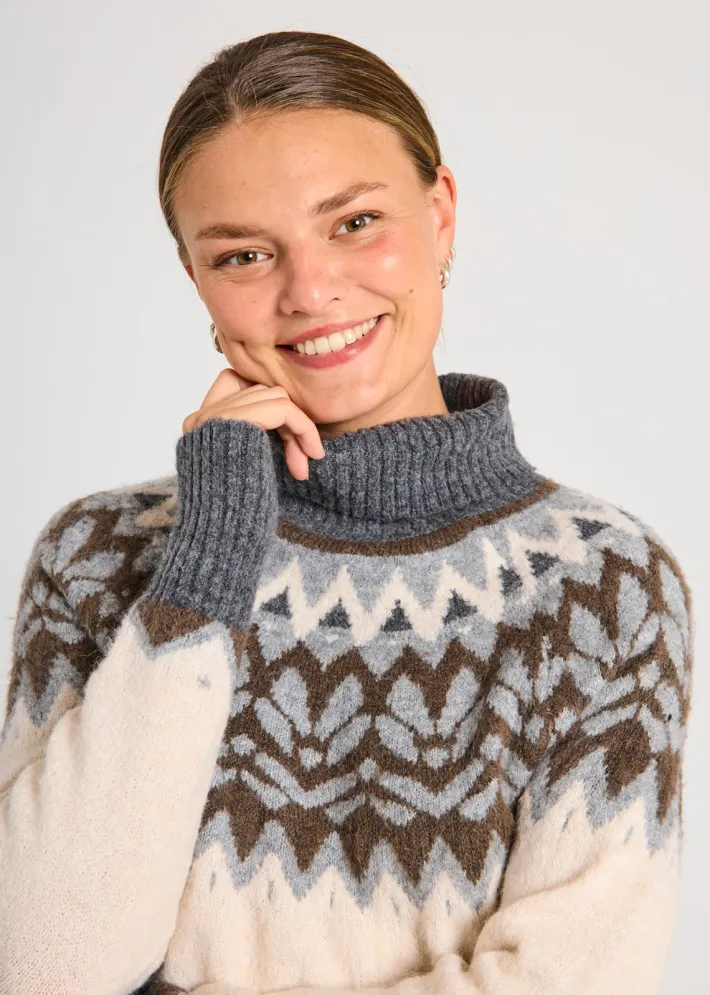 FREEQUENT FQMERLA - PULLOVER - GRÅ OG BEIGE