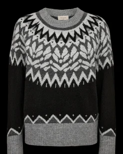 FREEQUENT FQMERLA - PULLOVER - GRÅ OG SORT