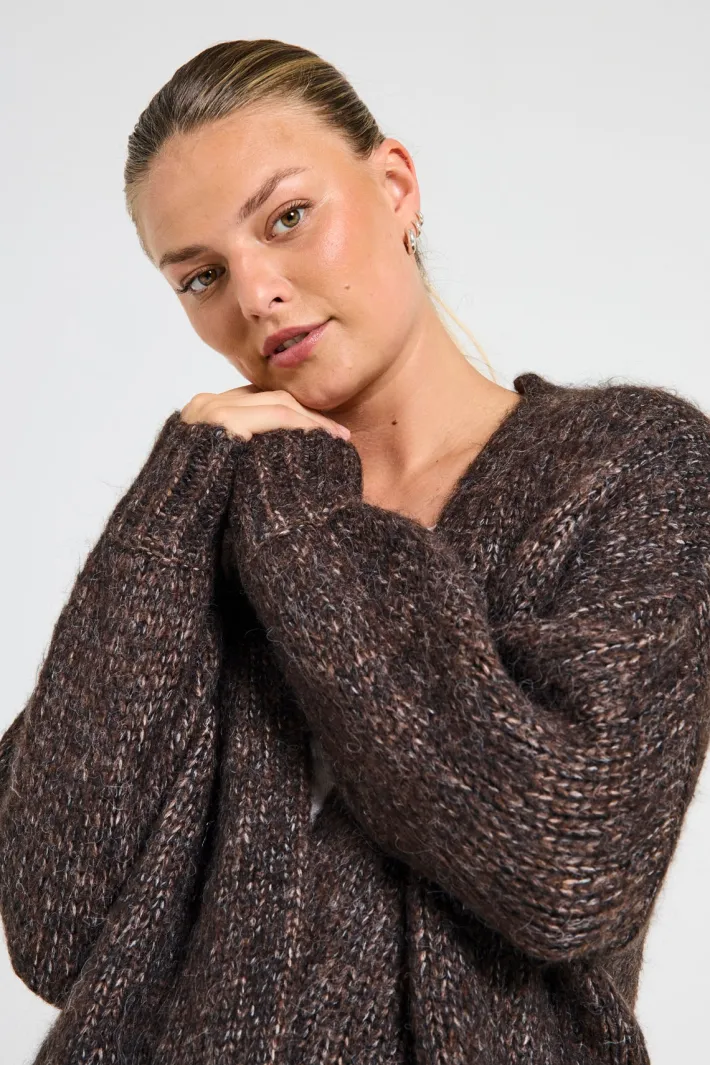 FREEQUENT FQMIA - CARDIGAN - BRUN