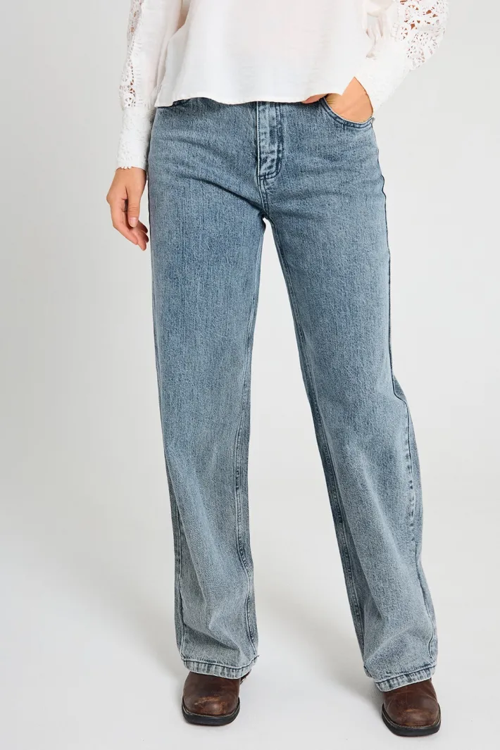 FREEQUENT FQMIDDE - JEANS - BLÅ OG HVID