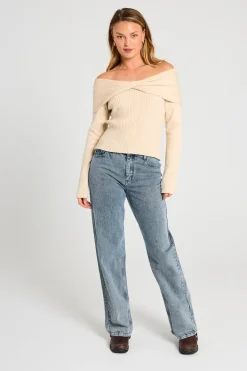 FREEQUENT FQMIDDE - JEANS - BLÅ OG HVID