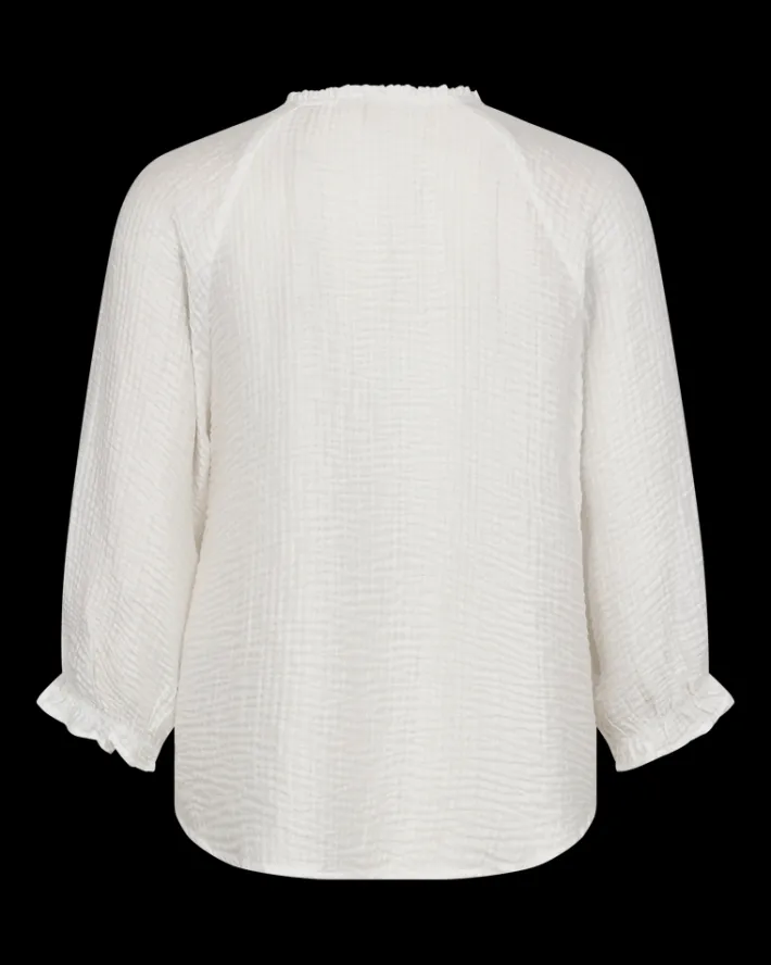 FREEQUENT FQNORA - BLUSE MED BLONDER - HVID