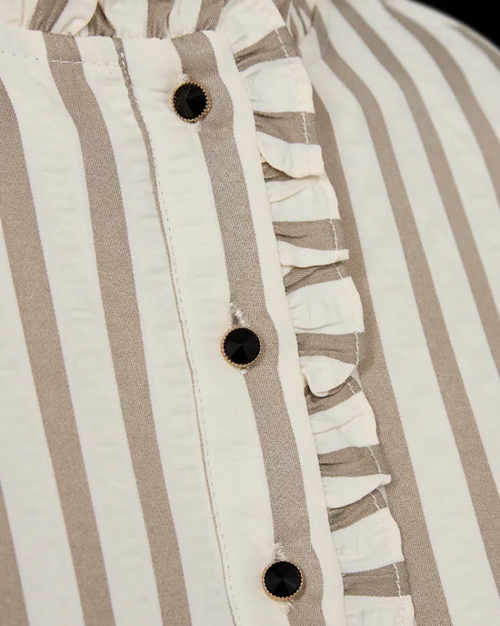 FREEQUENT FQNOTO - BLUSE - BRUN OG HVID
