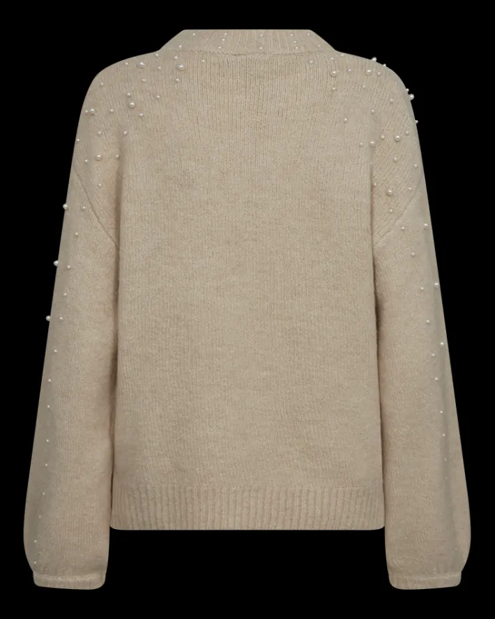 FREEQUENT FQPEARL - PULLOVER MED PERLER - BEIGE