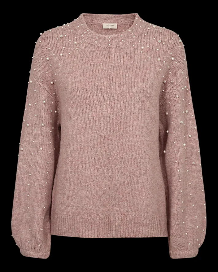 FREEQUENT FQPEARL - PULLOVER MED PERLER - ROSA