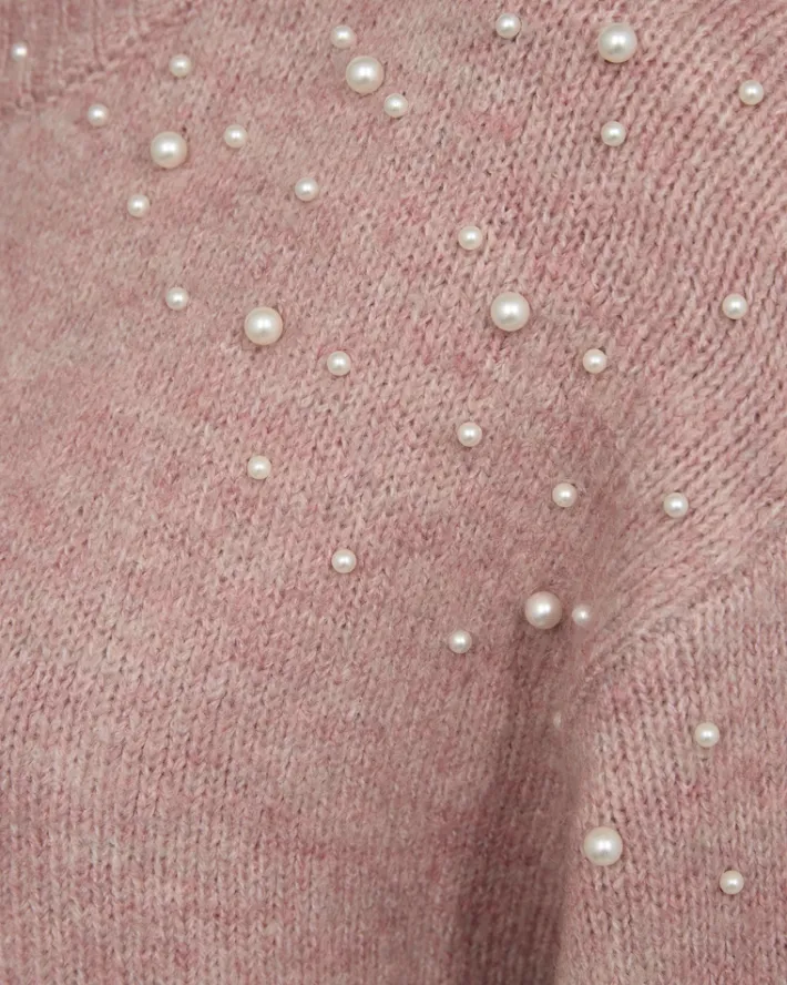 FREEQUENT FQPEARL - PULLOVER MED PERLER - ROSA