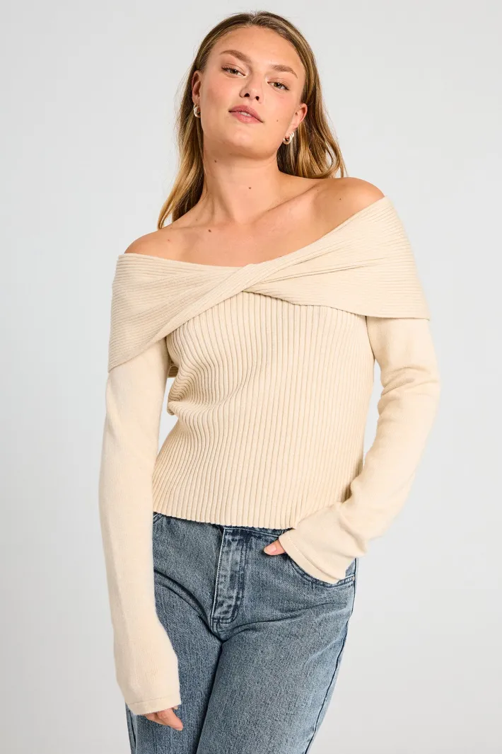 FREEQUENT FQSCULLY - PULLOVER - BEIGE