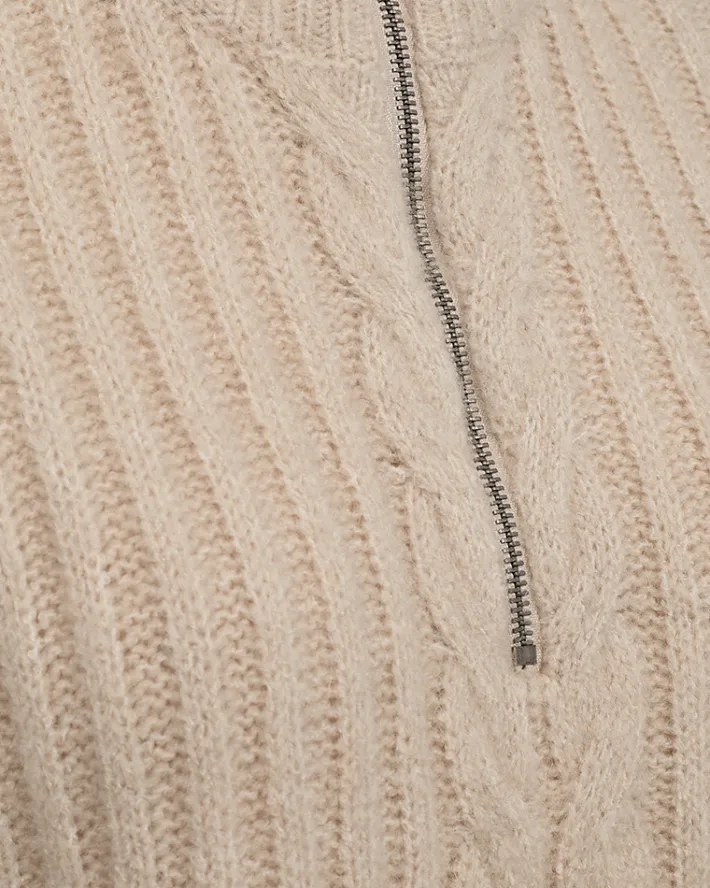 FREEQUENT FQSILA - KORT STRIKKET VEST - BEIGE