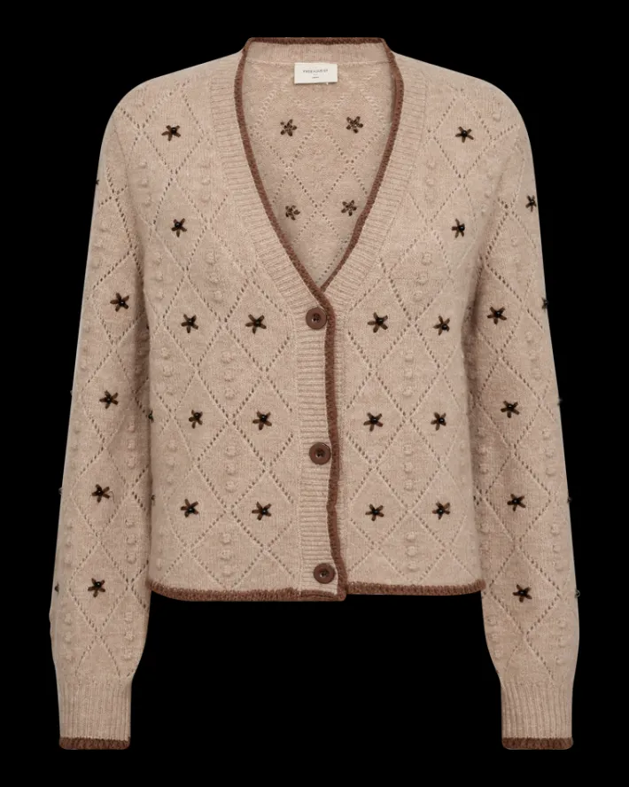 FREEQUENT FQSTOKKE - CARDIGAN - BRUN OG BEIGE