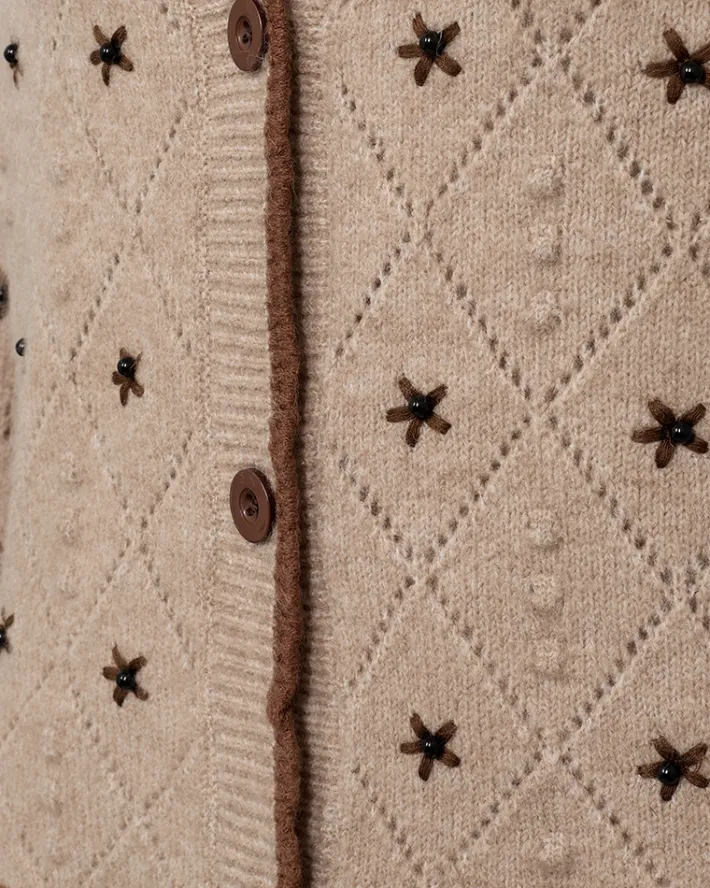 FREEQUENT FQSTOKKE - CARDIGAN - BRUN OG BEIGE