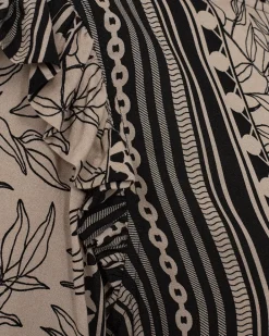 FREEQUENT FQTIDY - MØNSTRET BLUSE - SORT OG BEIGE